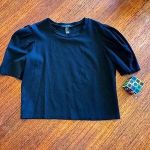 Black Puff Sleeve Pullover Top